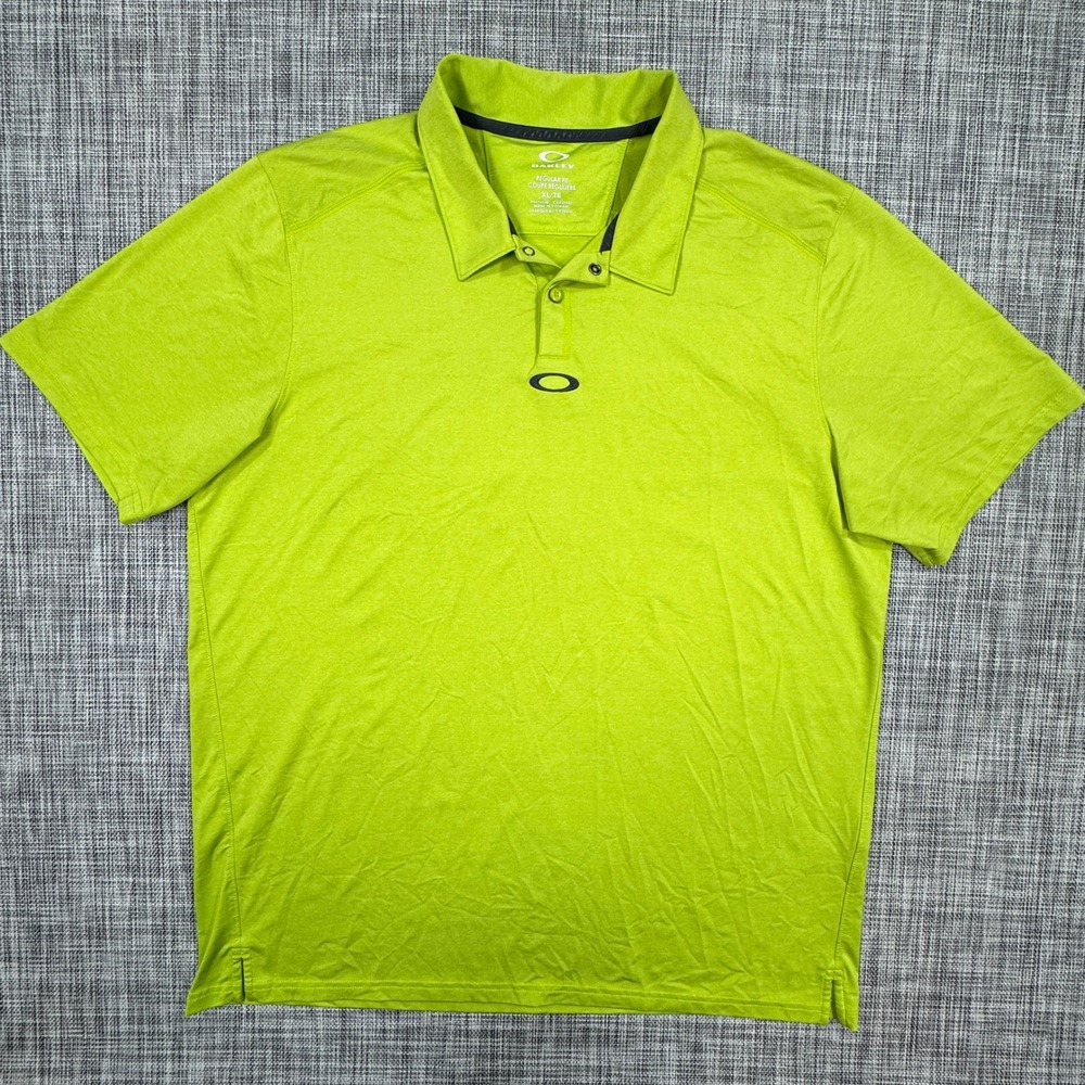 Oakley Newlyn Polo Shirt Mens XL Lime Green Stretch Regular Fit Short Sleeve